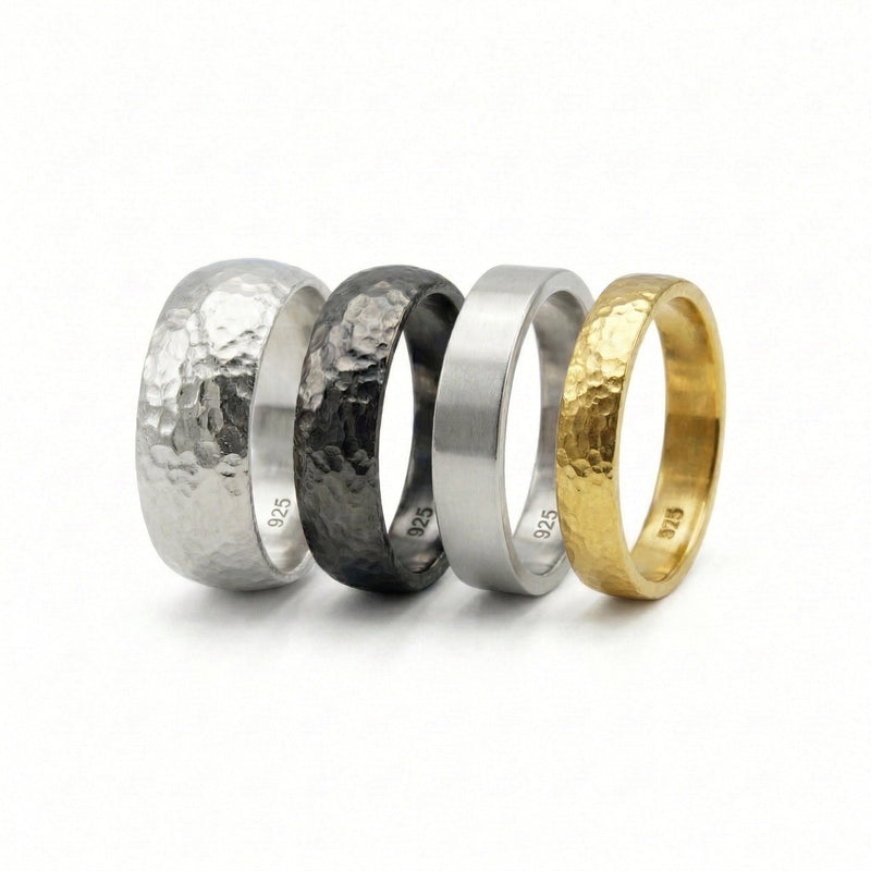 Sultan handcrafted hammered 925 silver turkish wedding band rings 