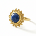 925 silver Lapis Lazuli ring featuring ancient Roman-inspired design by artisan Sultan, Bodrum Turkish jewelry