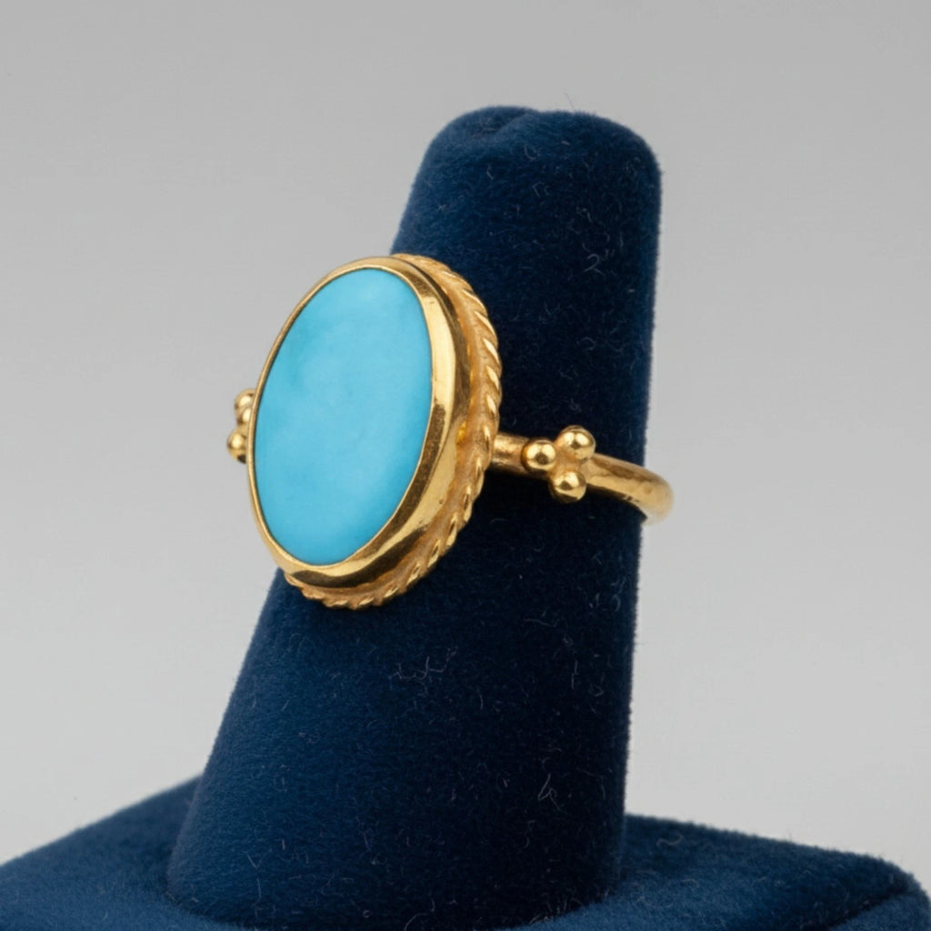 Turkish Turquoise ring by designer Sultan Bodrum, 925 sterling silver handmade artisan jewelry gift with hammered style