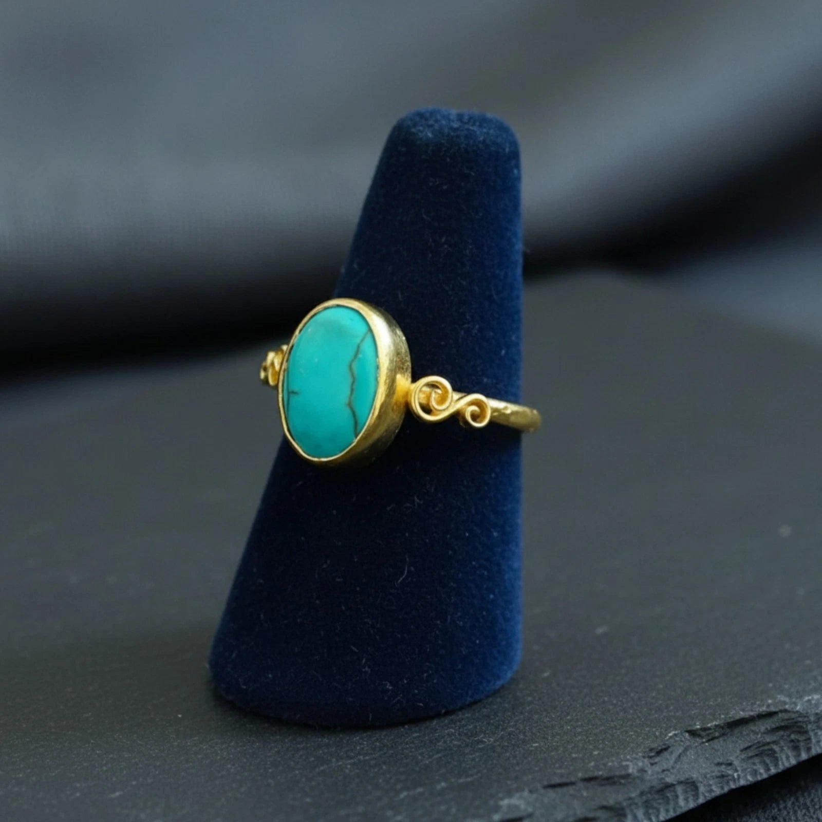 
Turkish Turquoise ring by designer Sultan Bodrum, 925 silver handmade artisan jewelry gift with handforged style