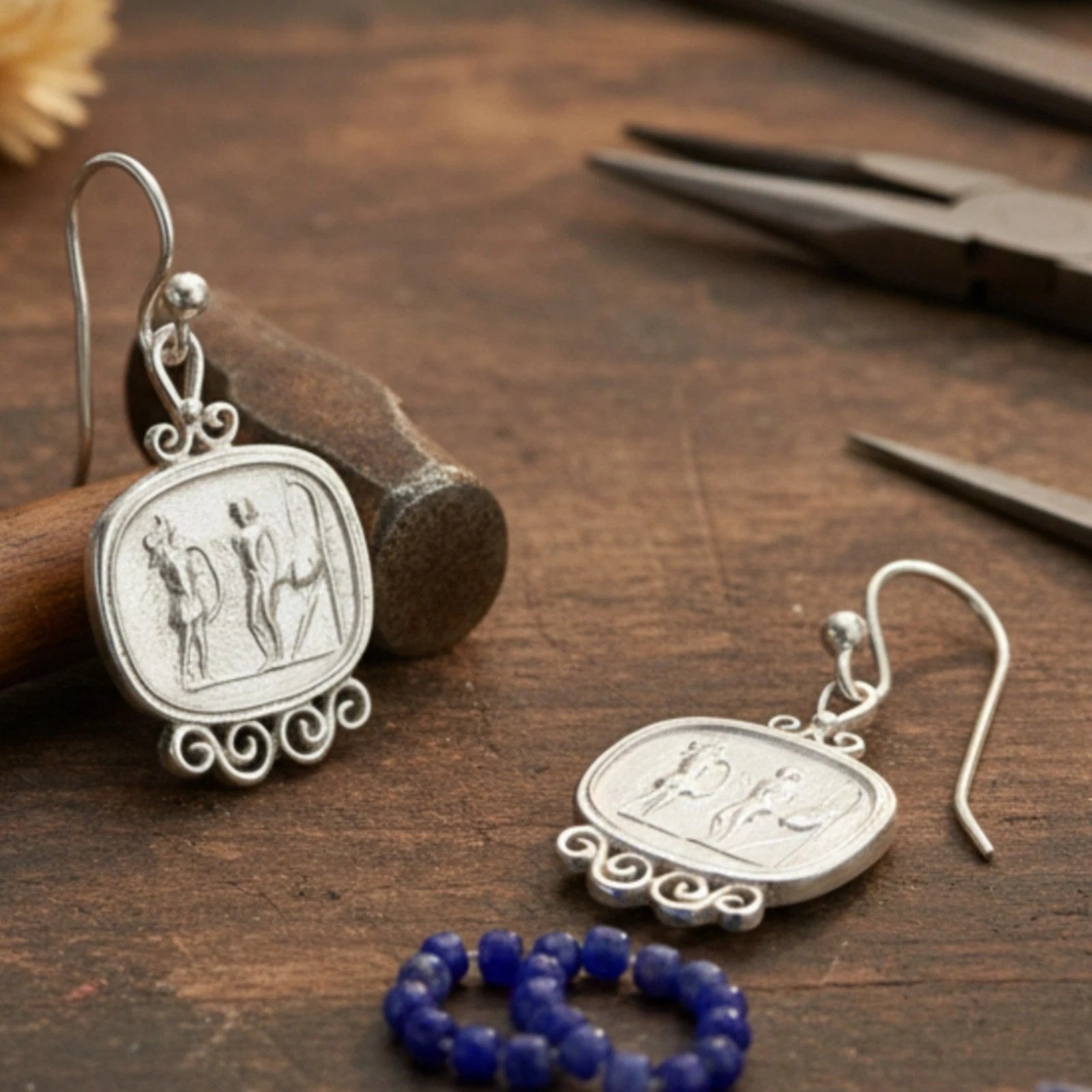 US Duties Incl: Turkish Ancient Coin Earrings 925 Silver, Handmade by Sultan, Perfect Gift for Her