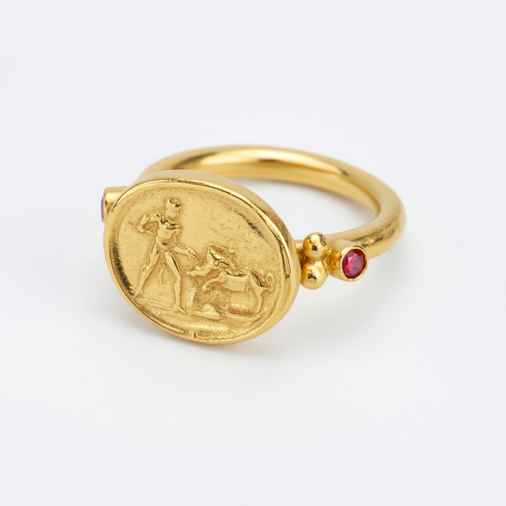 Ancient lion hunter ring, one-of-a-kind treasure, Turkish craftsmanship