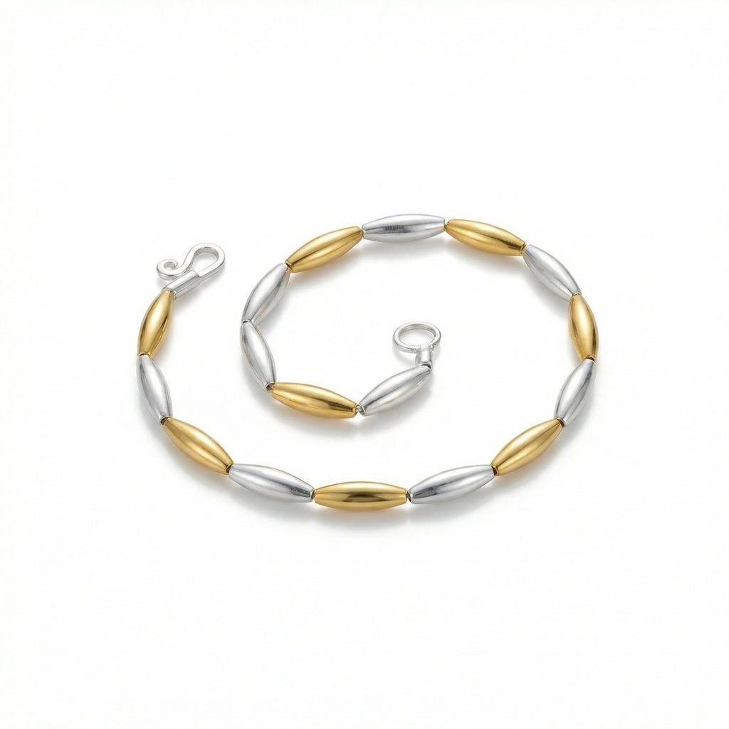 Handmade Troy wheat bracelet in 925 sterling silver with gold plating, inspired by ancient Anatolian treasures, crafted by designer Sultan in Bodrum