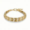 Gold plated Troy wheat bracelet with 925 silver base, three-row Ancient Anatolian design, handcrafted gift for her by designer Sultan