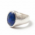 Turkish men's ring with lapis lazuli blue gemstone - handcrafted 925 silver jewelry by designer Sultan in Bodrum