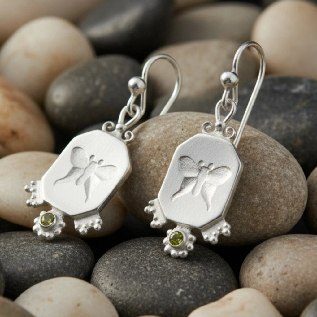 Elegant butterfly coin dangle earrings, perfect gift for her, handcrafted in Bodrum atelier with ancient symbolism
