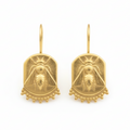 Artisan bee coin earrings 24k gold plating on sterling silver, handmade Turkish jewelry by atelier sultan bodrum
