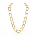 Turkish heavy link gold chain necklace in 925 sterling silver with 24k gold plating, ancient oval link design by artisan Sultan, handmade Bodrum jewelry