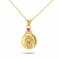 Gold bee necklace with red topaz handcrafted by Sultan Yılmaz in Bodrum - 925 sterling silver Turkish jewelry