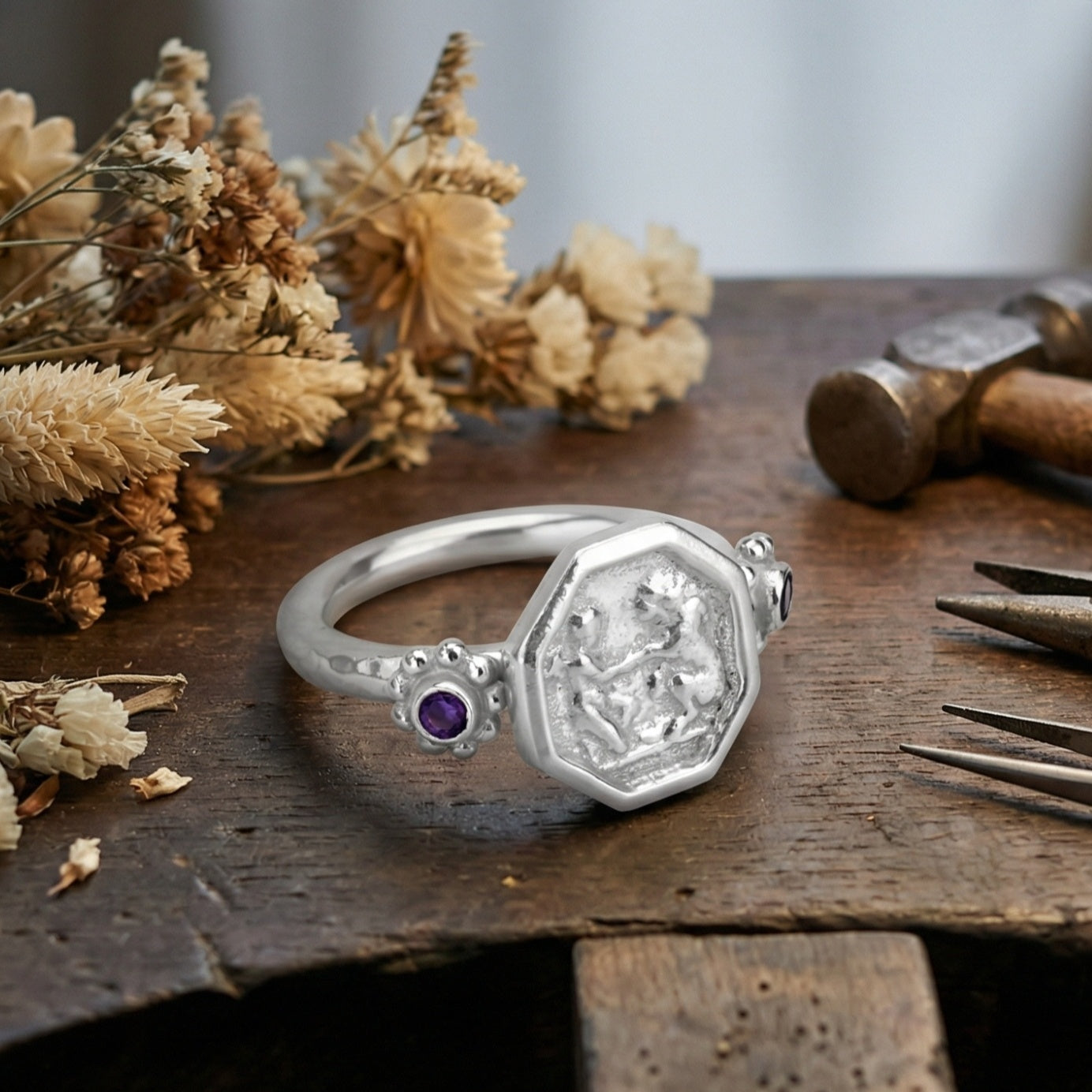 Designer Roman coin ring, handcrafted Mediterranean jewelry, 925 silver