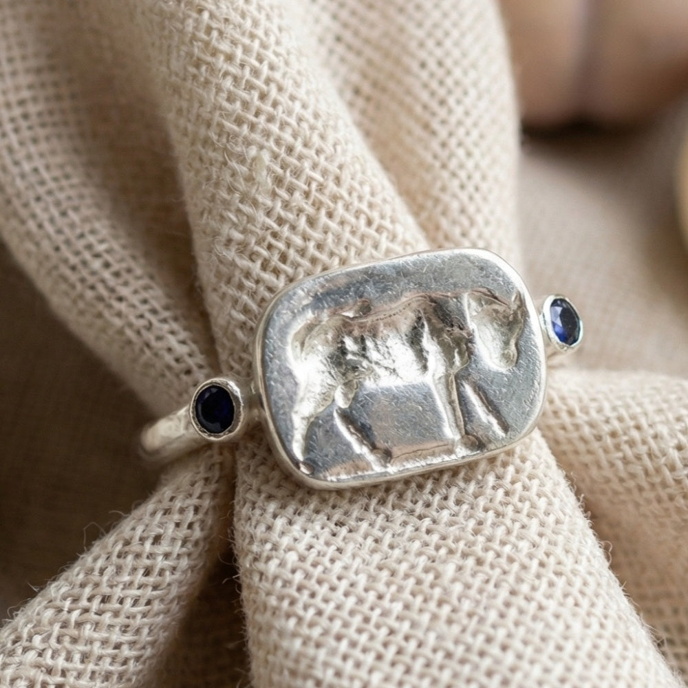  Designer bull coin ring, handcrafted statement jewelry by Sultan