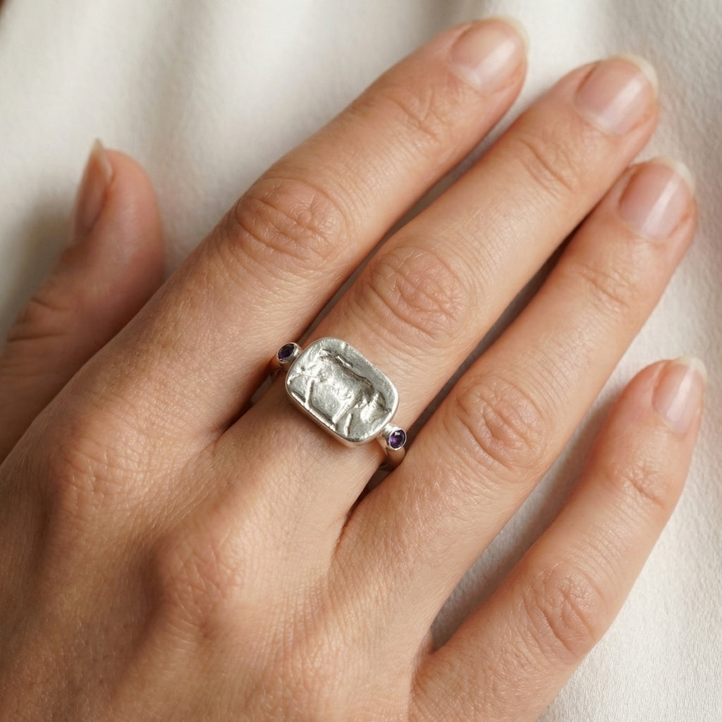 Limited edition bull coin ring, ancient style, Turkish jewelry