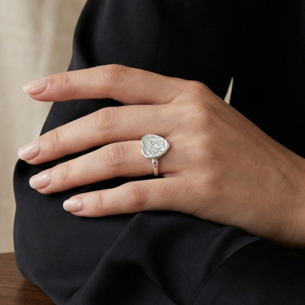 Designer Sultan's handmade pink topaz ring, unique artisan jewelry from AtelierSultan Bodrum