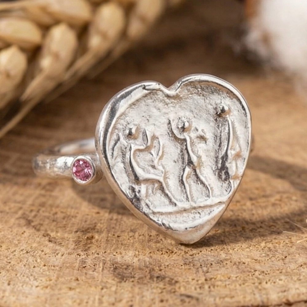 Designer Sultan's handmade pink topaz ring, unique artisan jewelry from AtelierSultan Bodrum