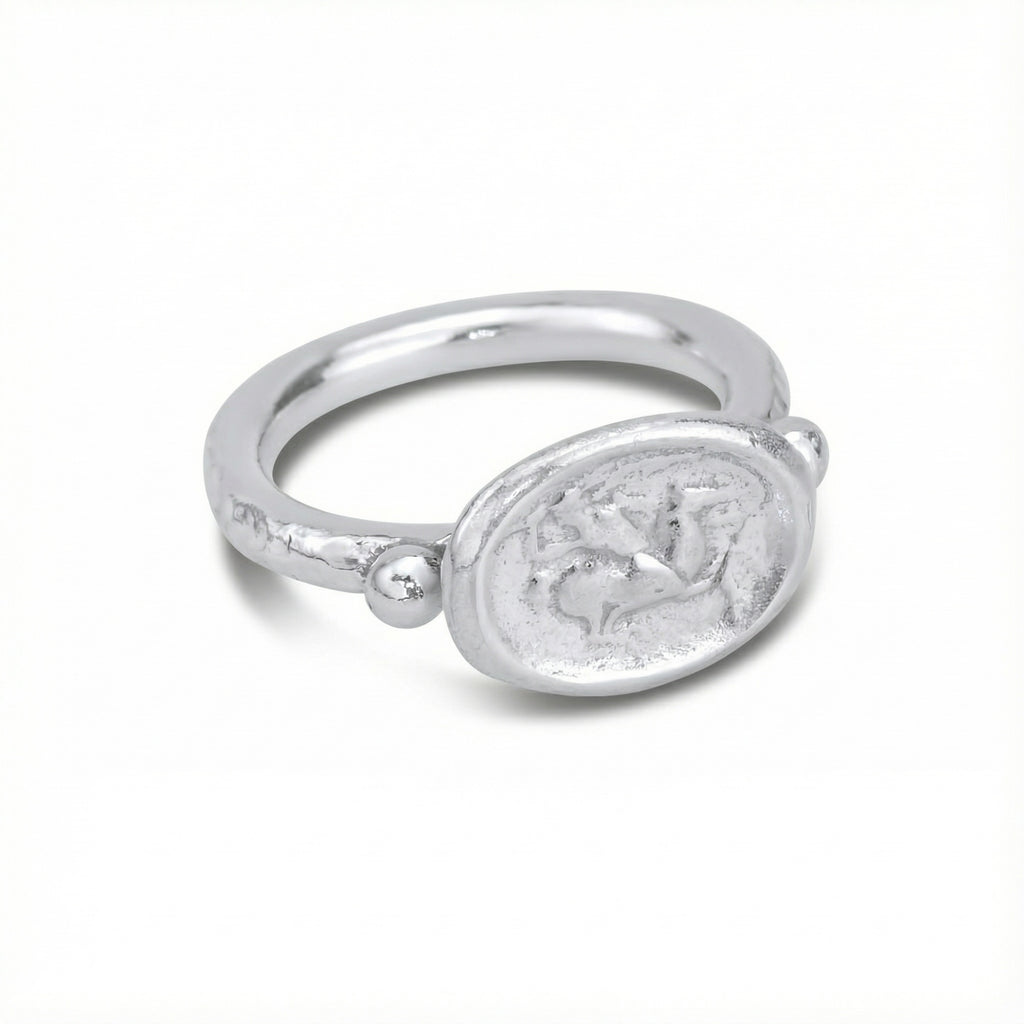Handmade Roman warrior ring by Sultan Yılmaz, 925 sterling silver, Bodrum
