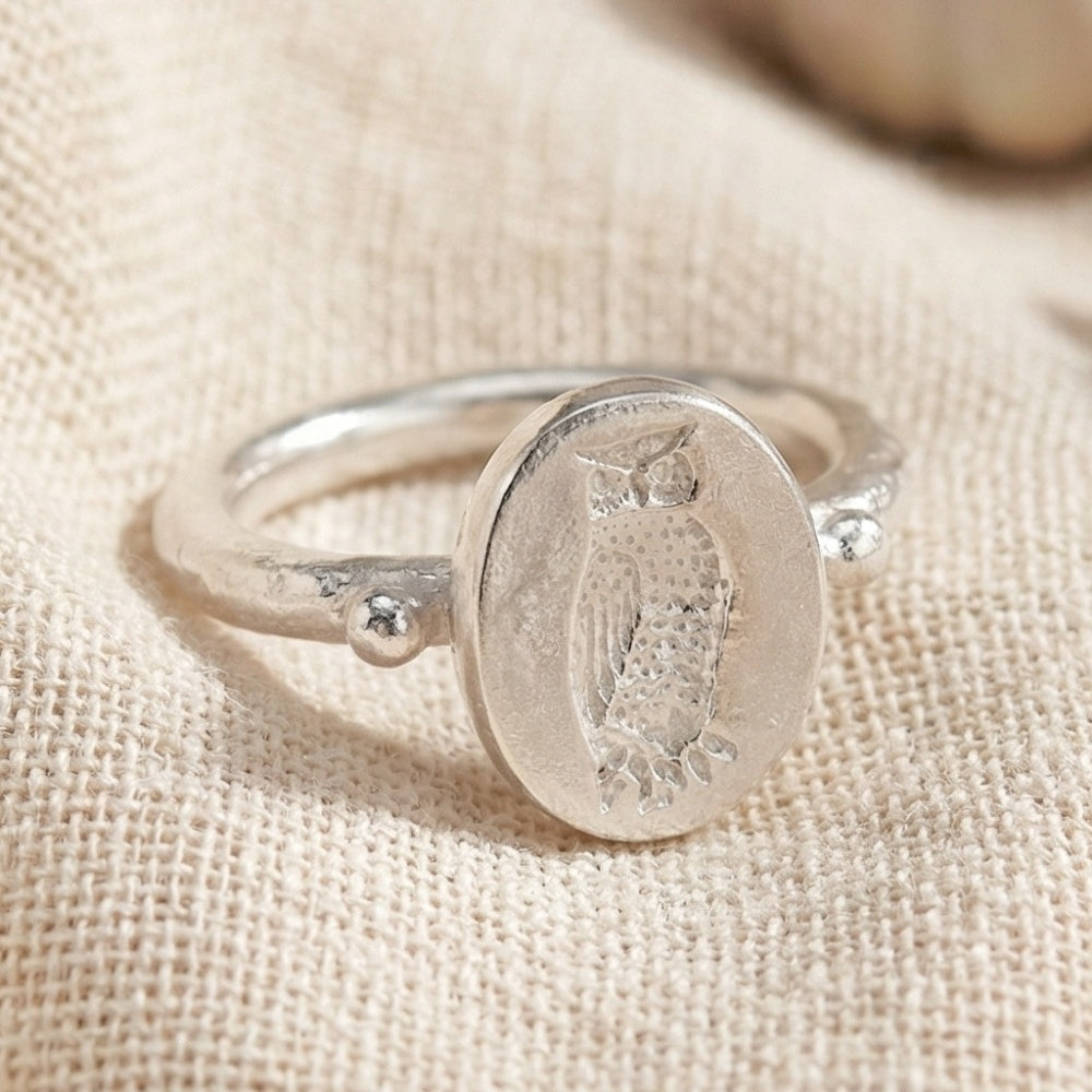  Sterling silver owl ring, ancient Roman Greek design, 925 silver