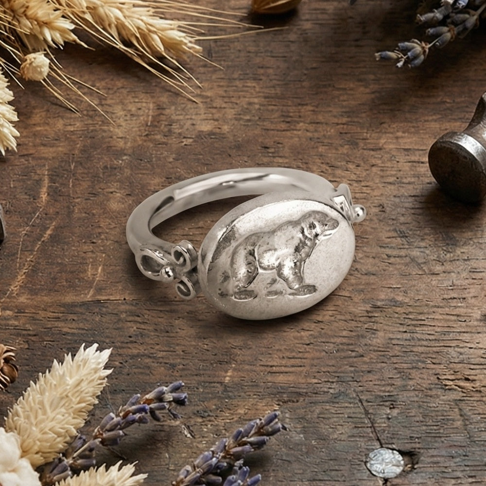 Designer grizzly bear ring, handcrafted statement jewelry by Sultan