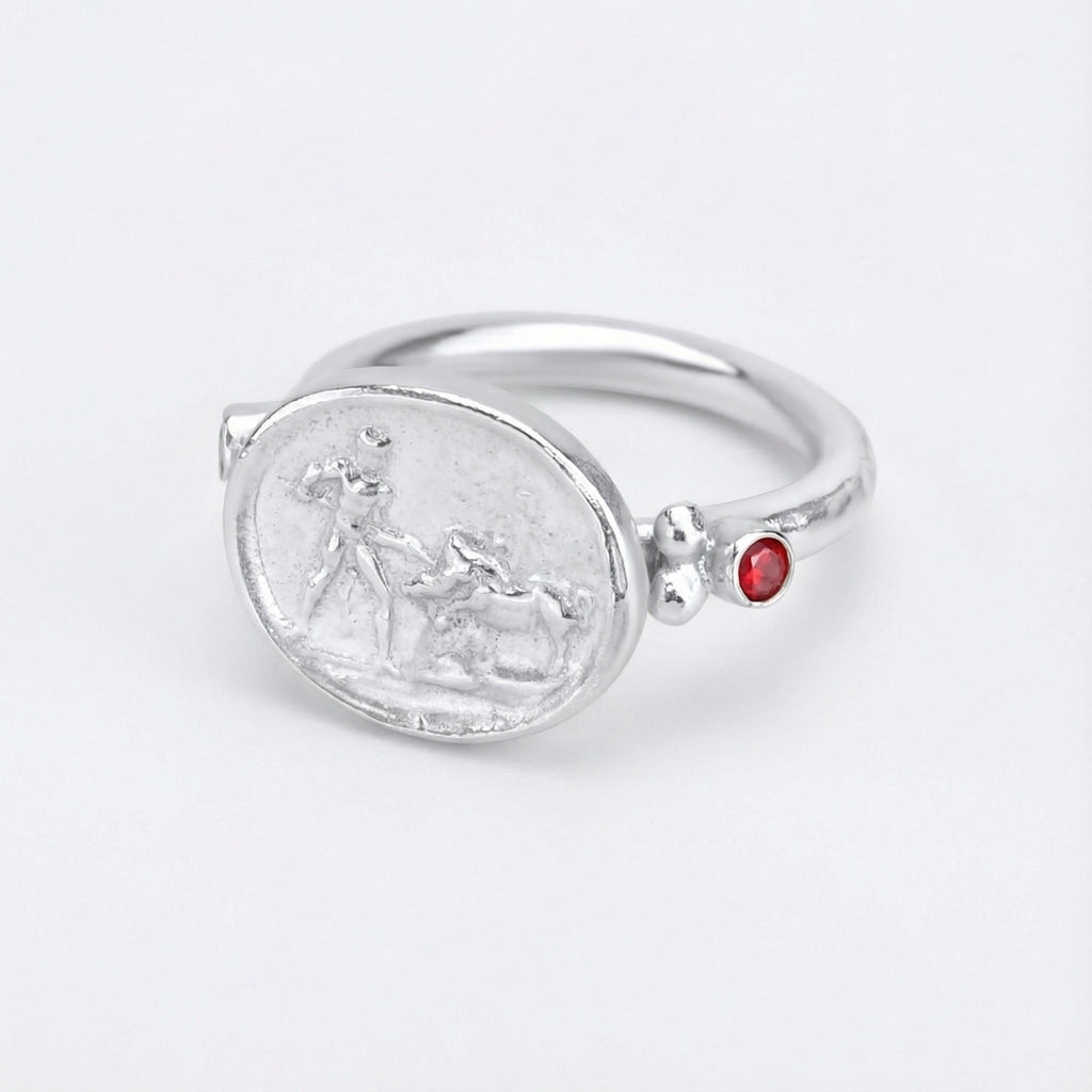  Handmade lion hunter ring by Sultan Yılmaz, 925 sterling silver, Bodrum