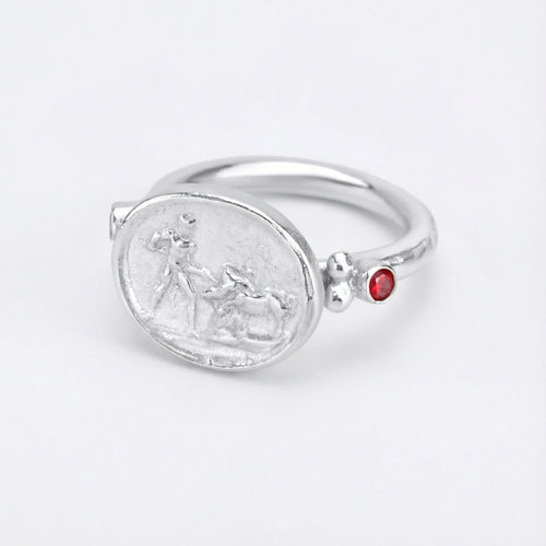  Handmade lion hunter ring by Sultan Yılmaz, 925 sterling silver, Bodrum
