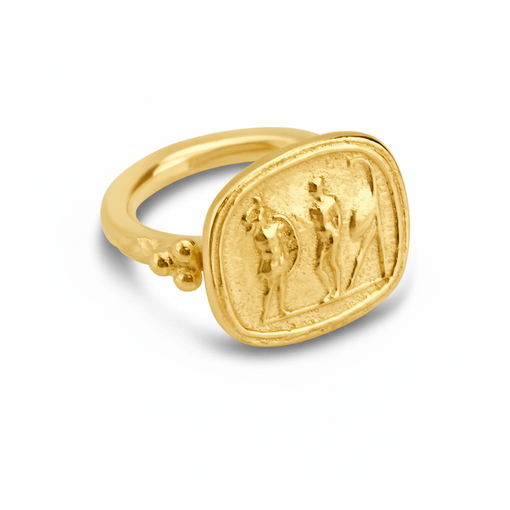Authentic Turkish Roman coin ring, handcrafted jewelry from Bodrum atelier