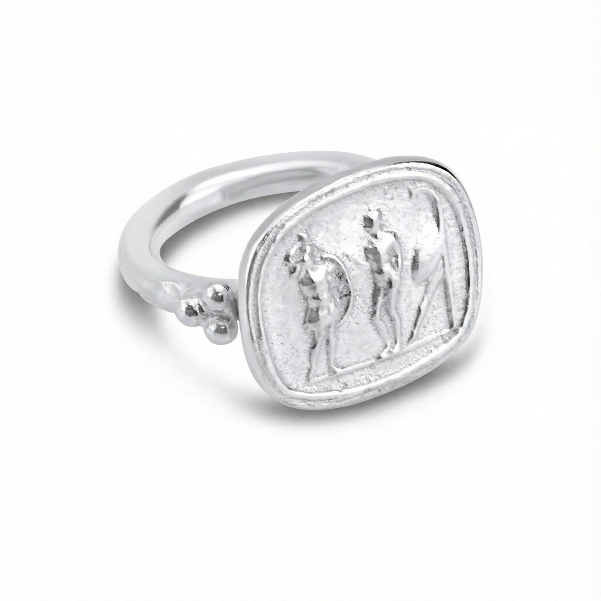 Handmade Roman coin ring by Sultan Yılmaz, 925 sterling silver, Bodrum artisan