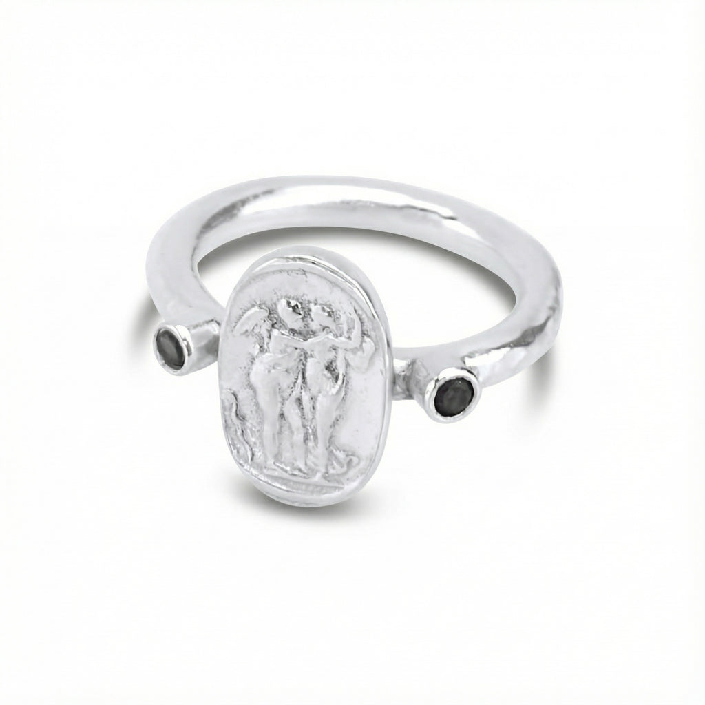 Handmade black onyx ring by Sultan Yılmaz, 925 sterling silver, Bodrum