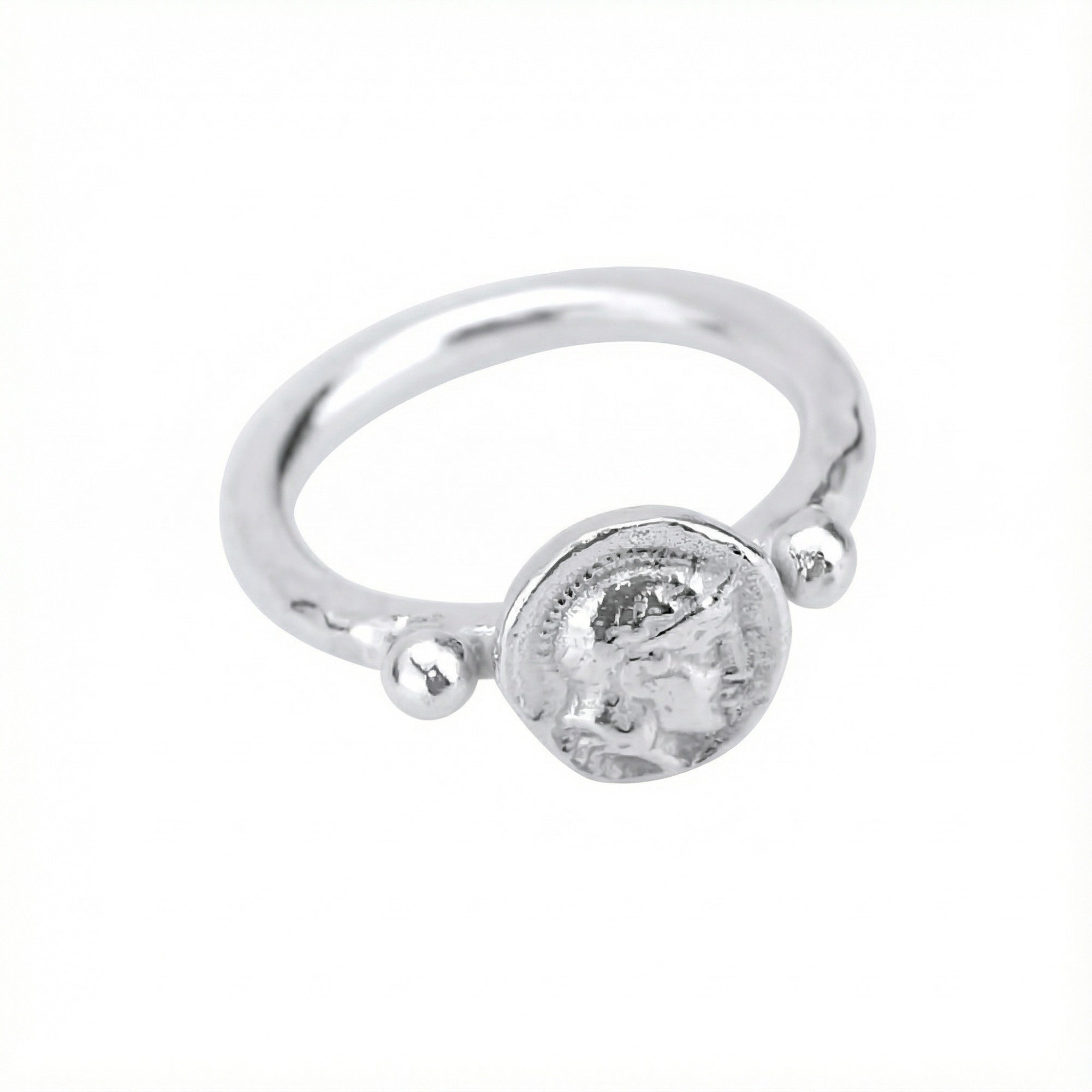 Handmade Alexander coin ring by Sultan Yılmaz, 925 sterling silver, Bodrum