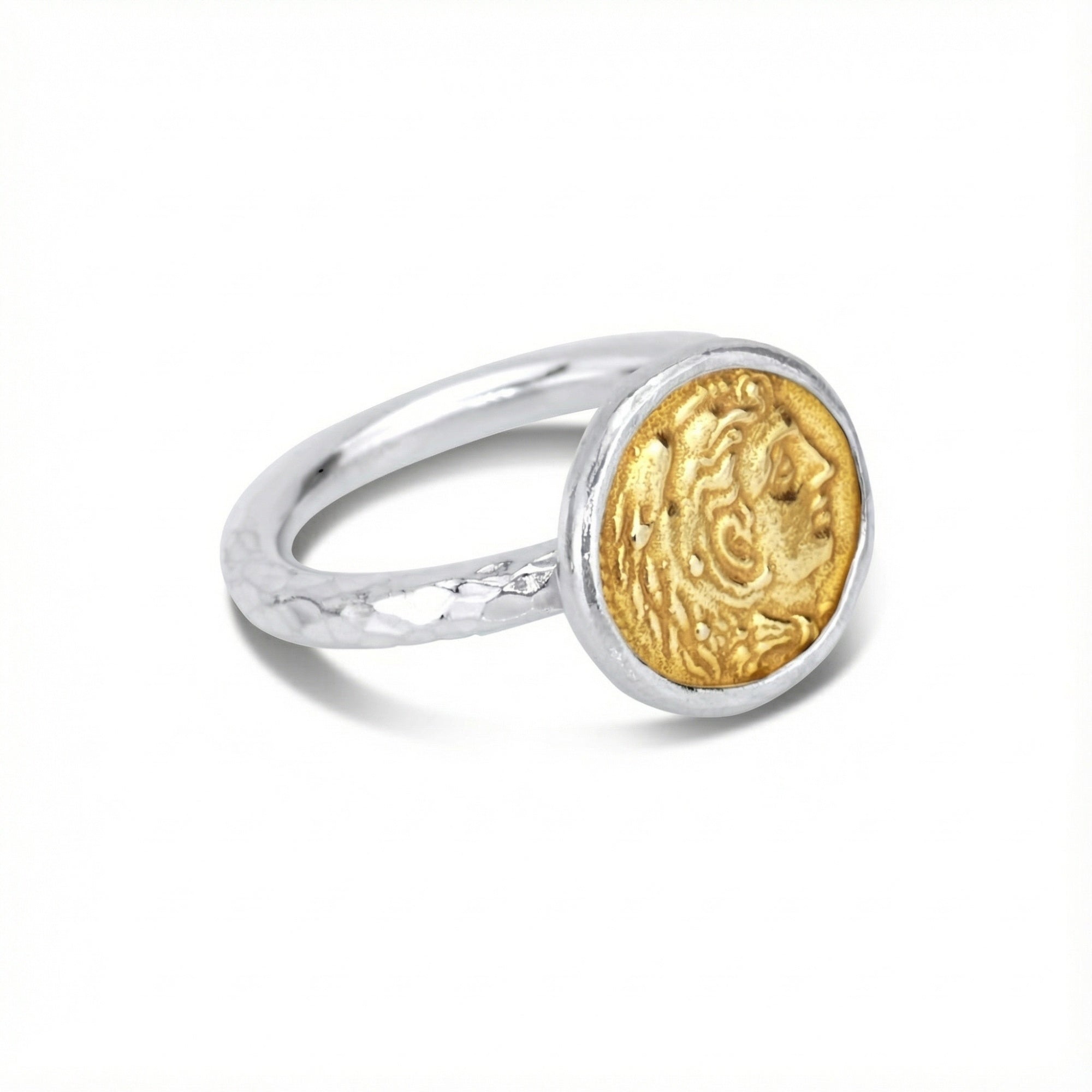 Handmade Roman coin ring by Sultan Yılmaz, 925 sterling silver, Bodrum