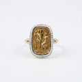 Handcrafted gold Turkish coin ring with Byzantine design, 925 sterling silver, Turkish artisan jewelry by Sultan