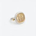 Handmade gold Roman coin ring by Sultan, 925 sterling silver with ancient design, Bodrum artisan jewelry
