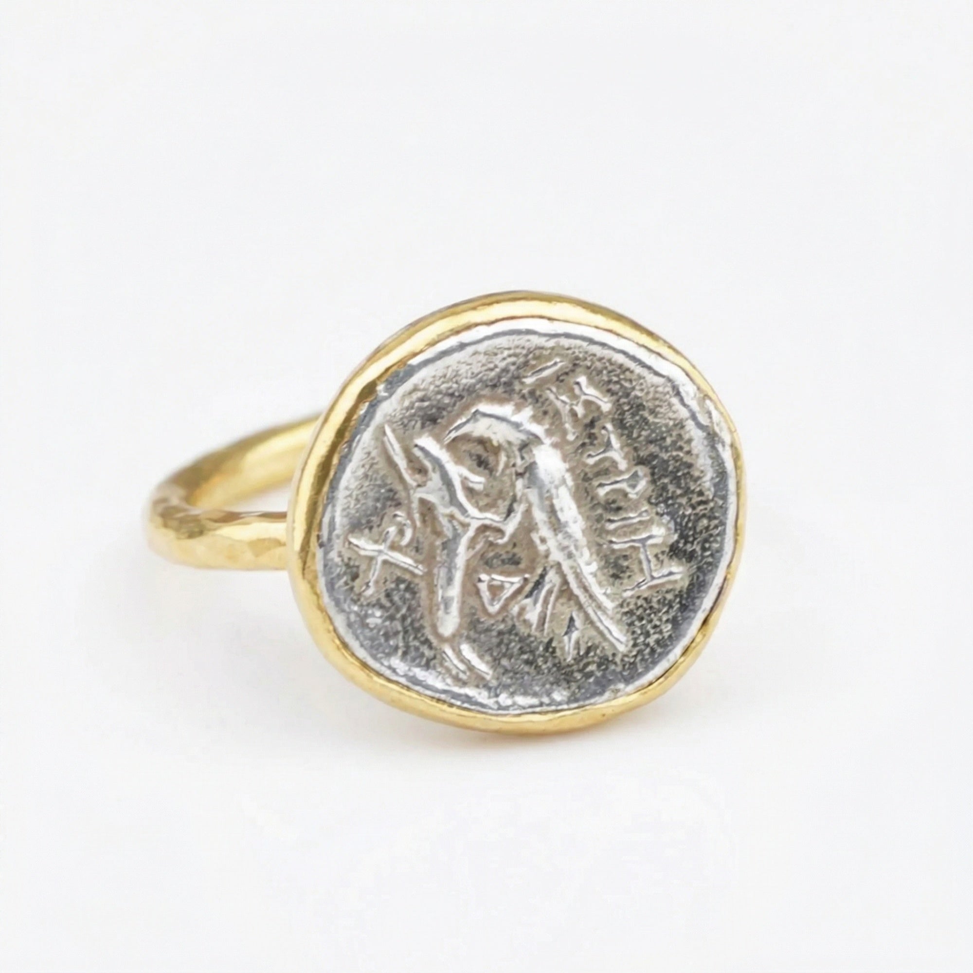 Handmade Roman coin ring by Sultan, 925 sterling silver, ancient heritage design"