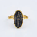 Handcrafted gold angel coin ring with guardian motif, 925 sterling silver, Turkish artisan jewelry by Sultan