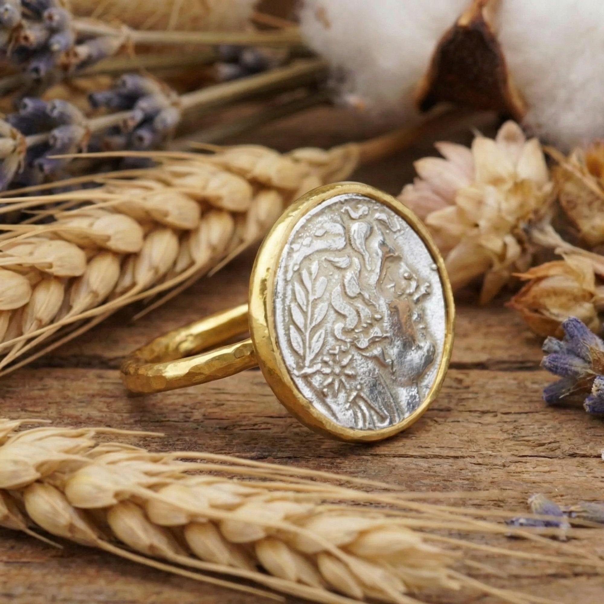 Turkish handmade Alexander ring with oxidized silver finish, historical art-inspired jewelry gift