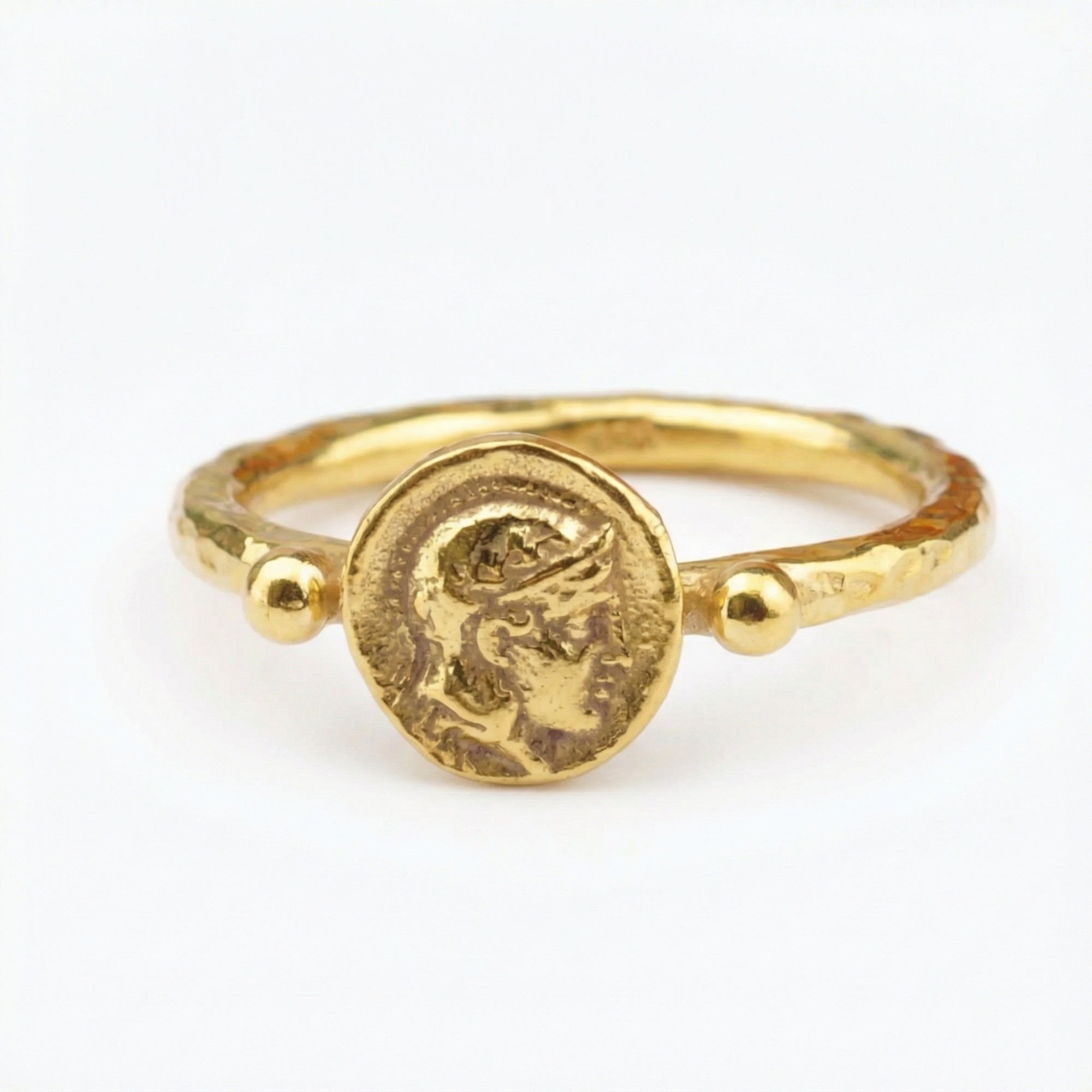 Handmade Alexander coin ring by Sultan, 925 sterling silver, Bodrum artisan