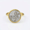  Handcrafted silver Centaur coin ring with ancient Roman design, 925 sterling silver, Turkish artisan jewelry by Sultan