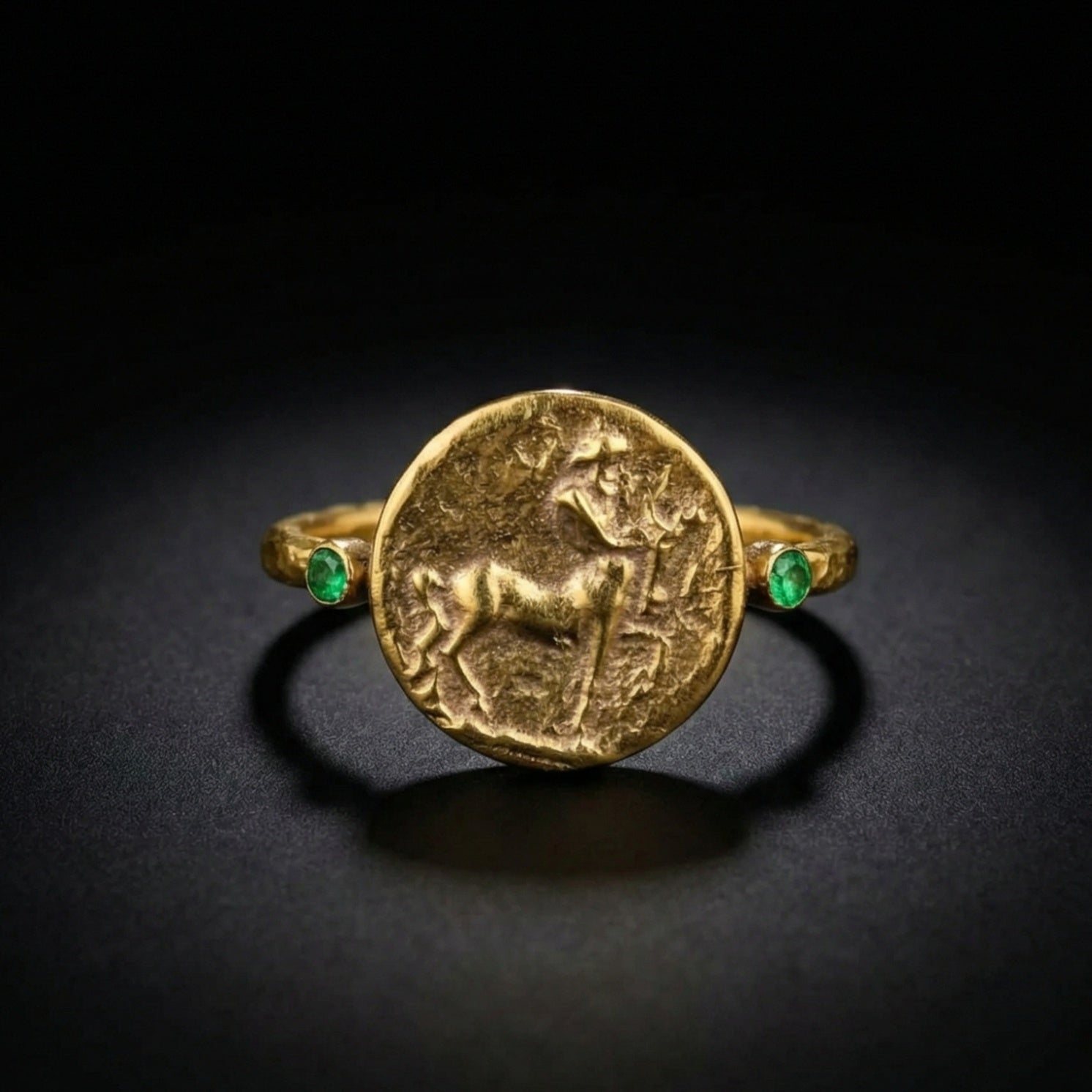 Authentic Turkish centaur coin ring, handcrafted in Bodrum, symbol of strength, unique gift
