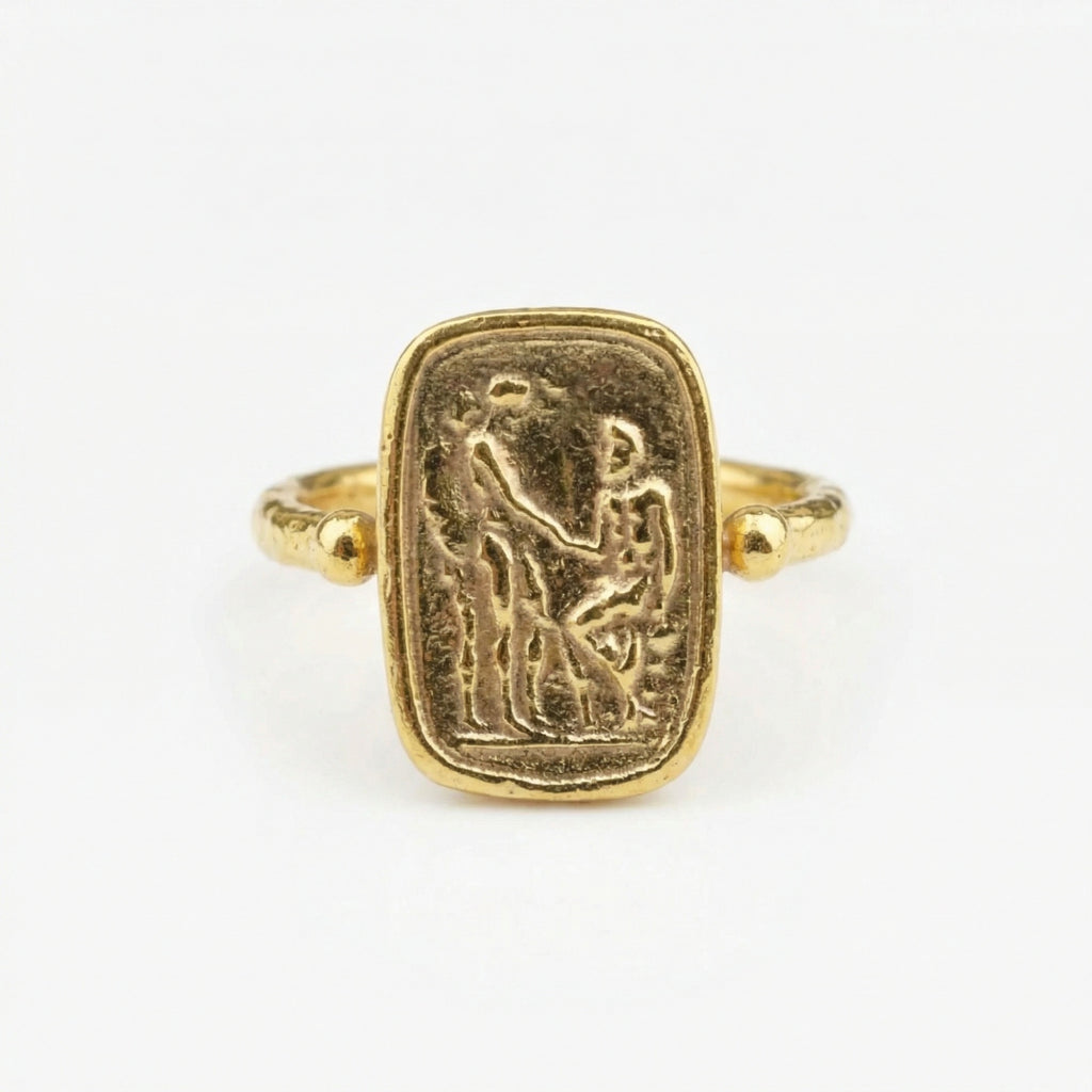 Handmade hammered coin ring by Sultan, 925 sterling silver, Anatolian design