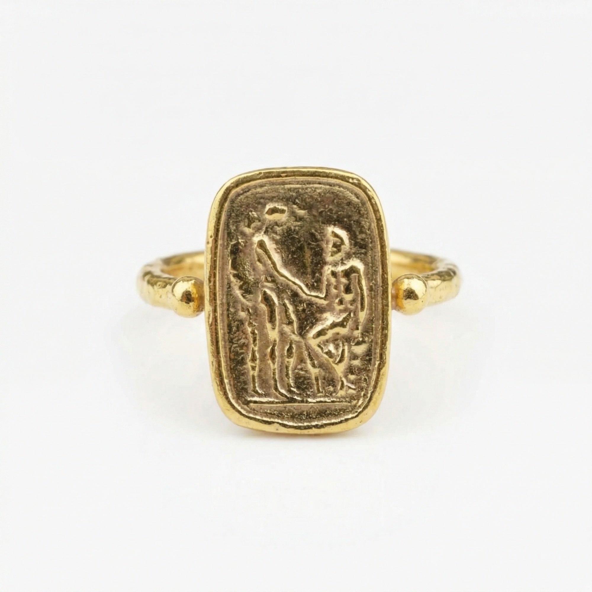 Handmade hammered coin ring by Sultan, 925 sterling silver, Anatolian design