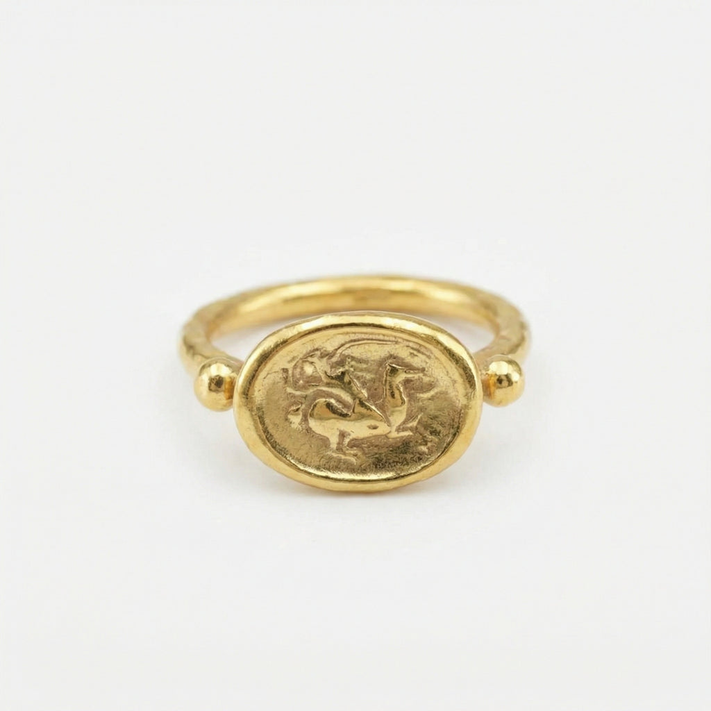 Handcrafted silver warrior coin ring with ancient Roman design, 925 sterling silver, Turkish artisan jewelry by Sultan