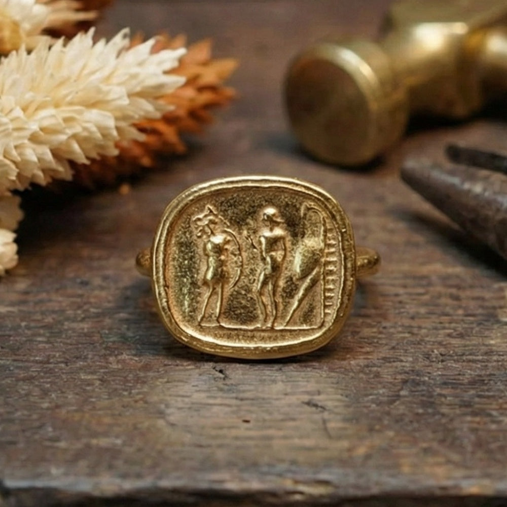 Limited edition Roman coin ring, ancient inspired design, handmade Turkish jewelry gift

