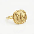 Handmade gold ancient Roman coin ring by Sultan, 925 sterling silver, Bodrum artisan jewelry
