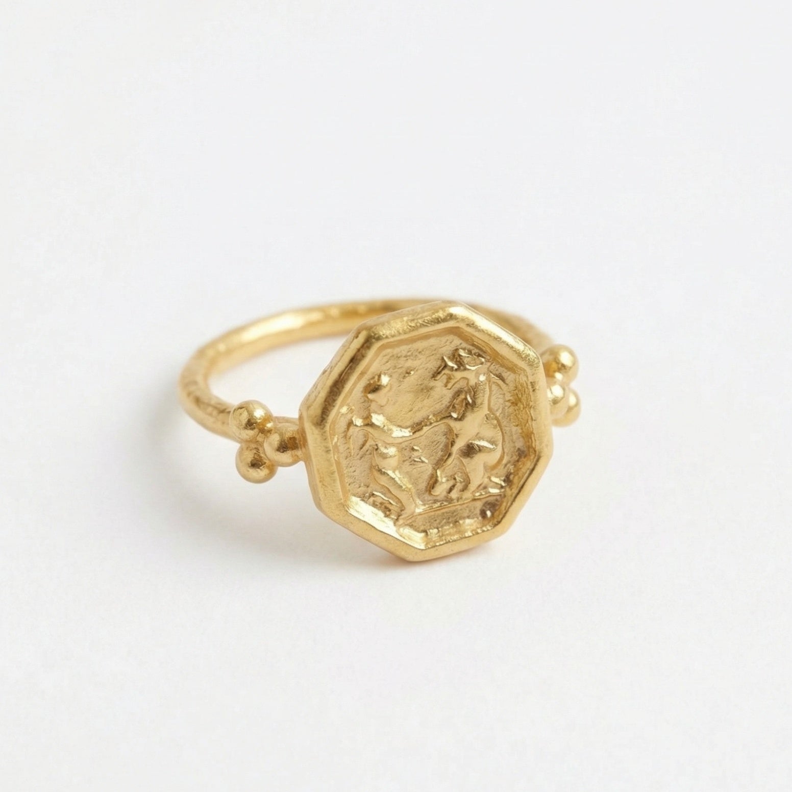  Handcrafted gold Roman coin ring with granulation detail, 925 sterling silver, Turkish artisan jewelry by Sultan