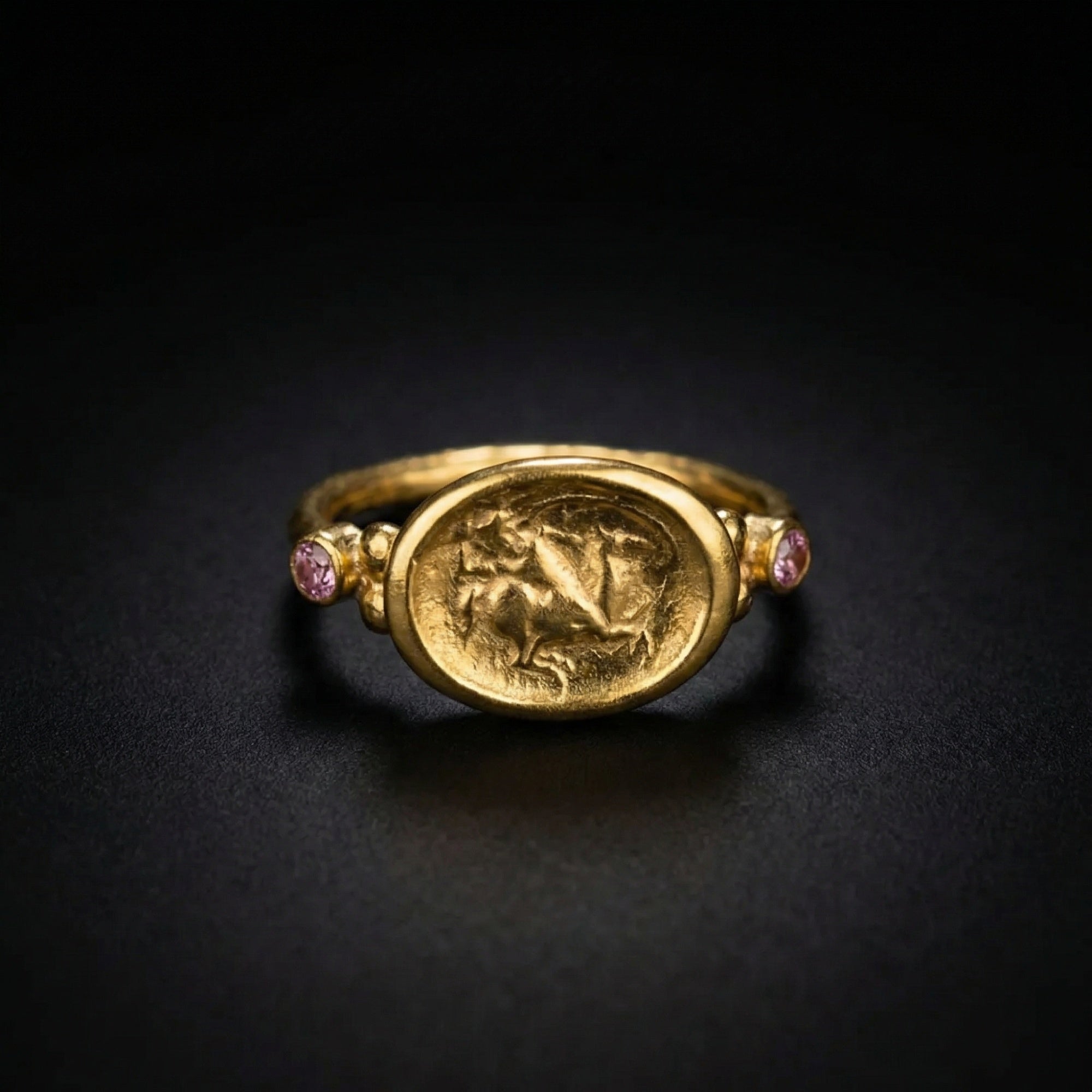 Turkish handmade amethyst ring with oxidized silver coin detail, unique artisan jewelry gift