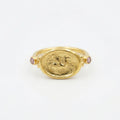 Handcrafted gold amethyst ring with ancient coin design, 925 sterling silver, Turkish artisan jewelry by Sultan