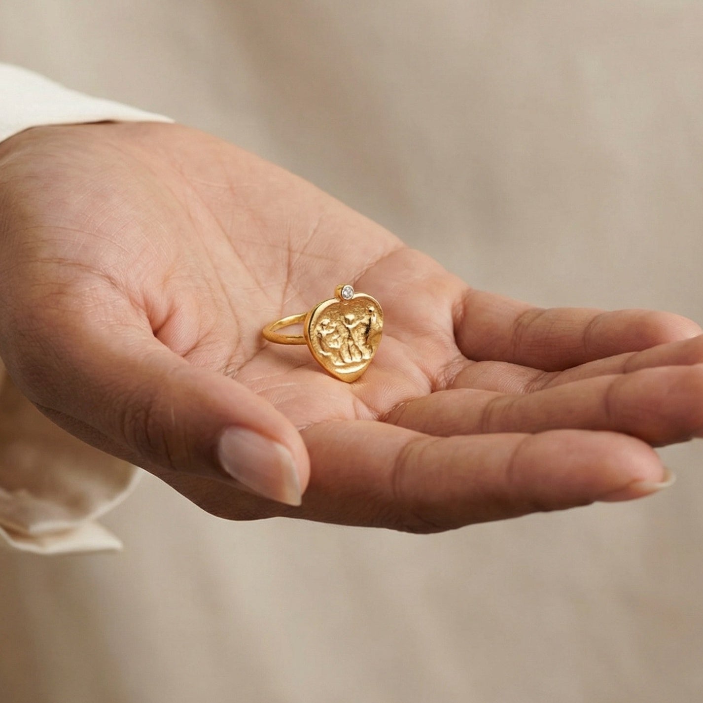 Authentic Turkish white topaz heart ring, handcrafted in Bodrum, symbol of love, unique gift
