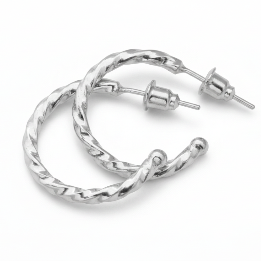 Turkish twisted hoop earrings in 925 sterling silver with ancient inspired design, handcrafted artisan jewelry by Sultan Bodrum symbolizing continuity
