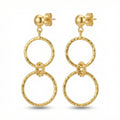 Handmade hammered double hoop earrings in 925 sterling silver with gold plating, artisan jewelry by Sultan Yilmaz Bodrum featuring ancient Anatolian design
