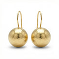 Handmade ancient Roman art ball no stone earrings in 925 sterling silver with gold plating, artisan jewelry by Sultan Yilmaz Bodrum timeless design