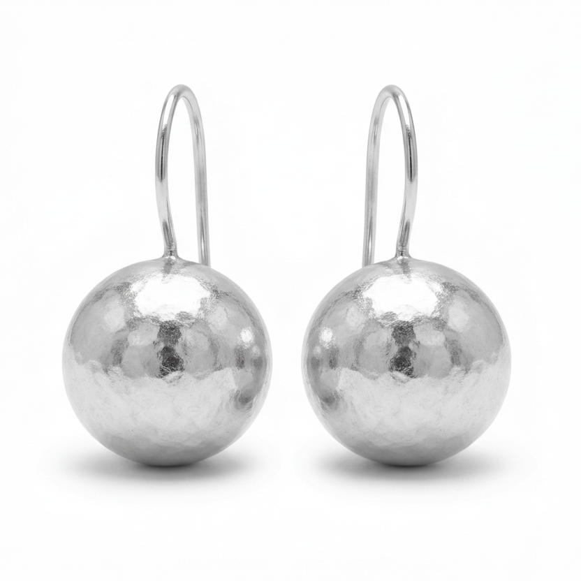 Turkish Roman art sphere earrings in 925 sterling silver with ancient inspired design, handcrafted artisan jewelry by Sultan Bodrum symbolizing timeless beauty
