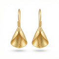 Handmade leaf dangle earrings in 925 sterling silver with gold plating, artisan jewelry by Sultan Yilmaz Bodrum featuring ancient Roman design

